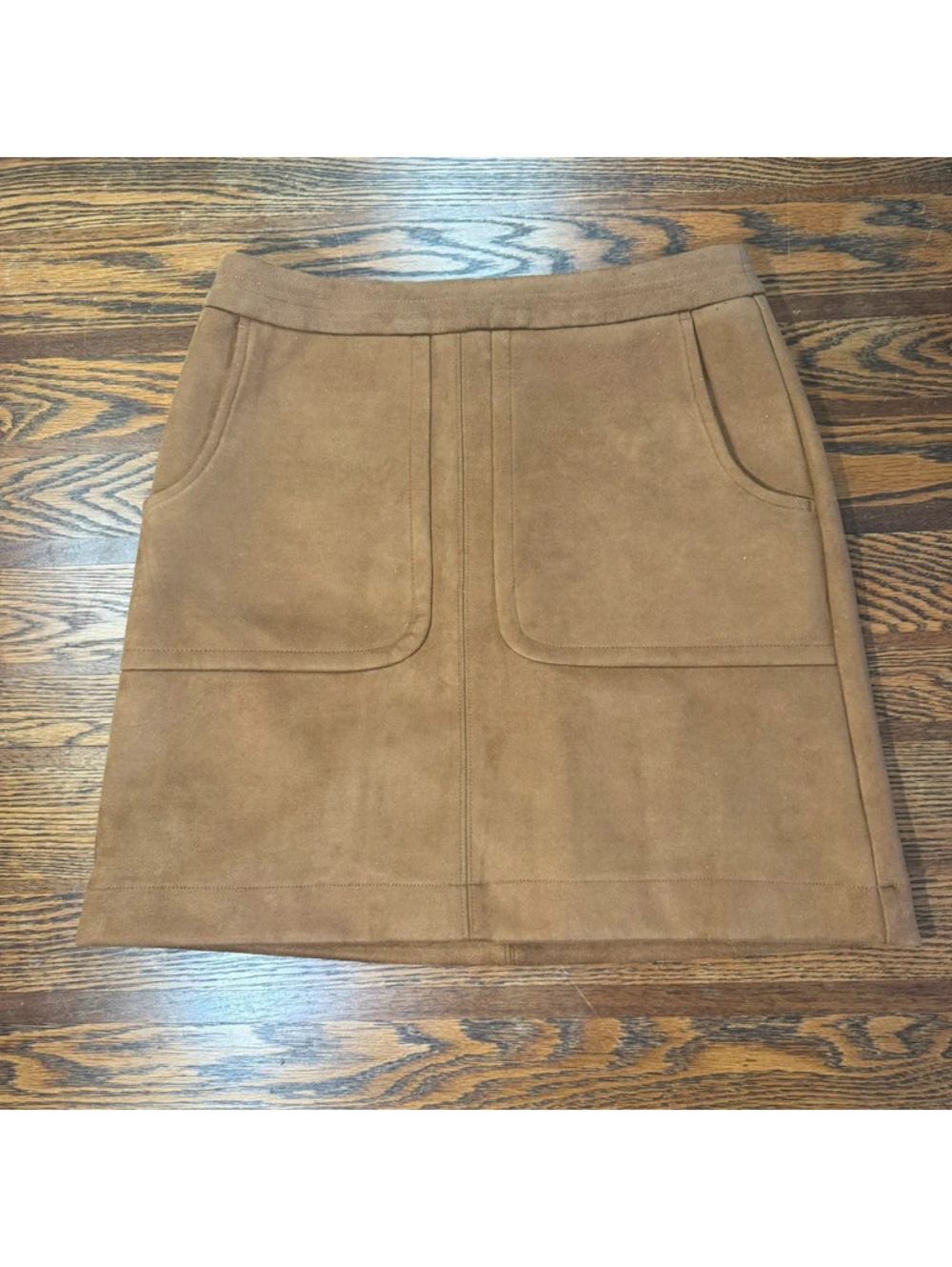 Loft Outlet Faux SuedePencil Skirt Brown Lined Pocket Rear Zip Womens Sizs 6